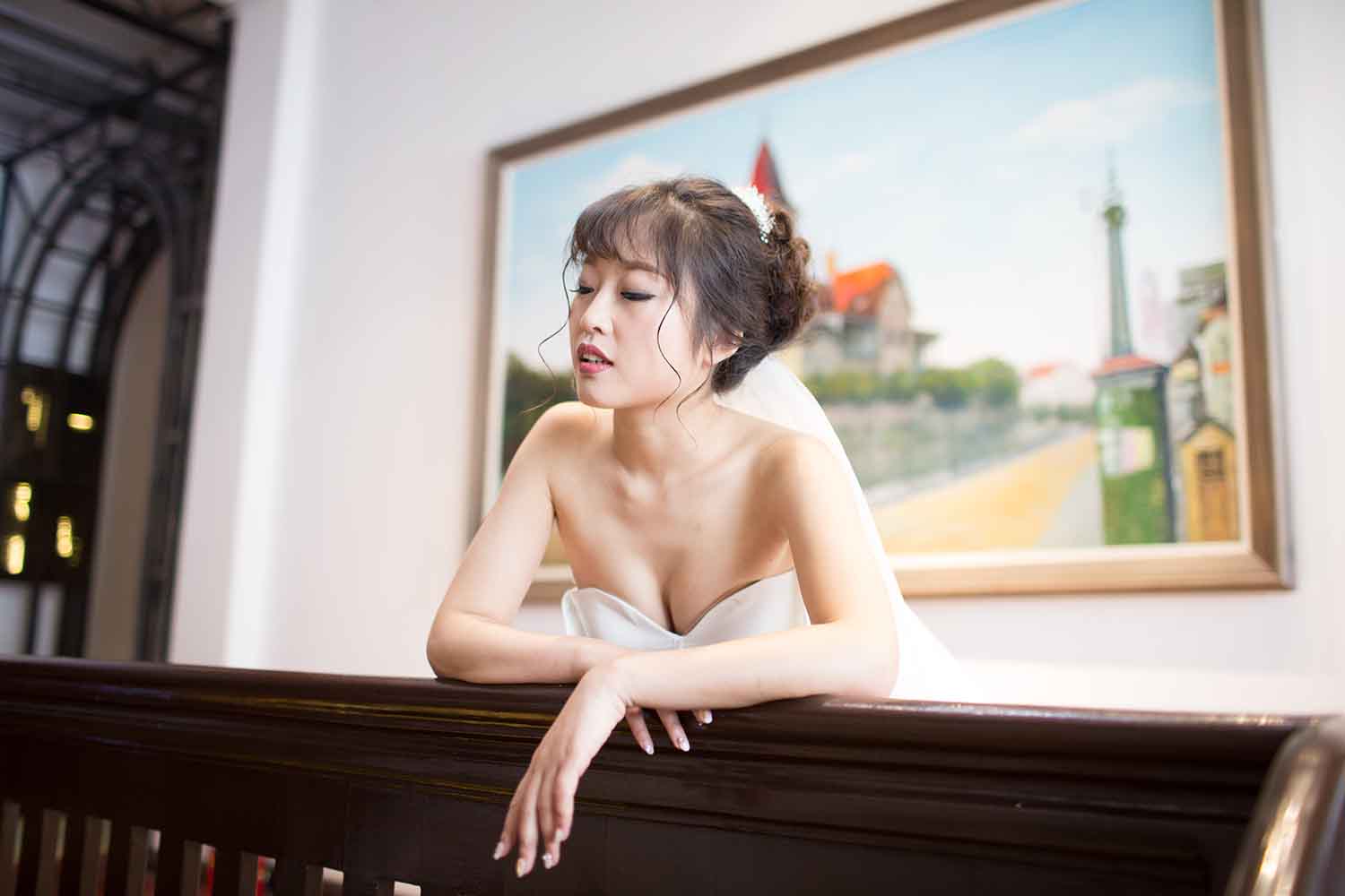 [素人新娘] 感觉礼服快要掉下来了！！新娘婚礼现场实拍写真 H323