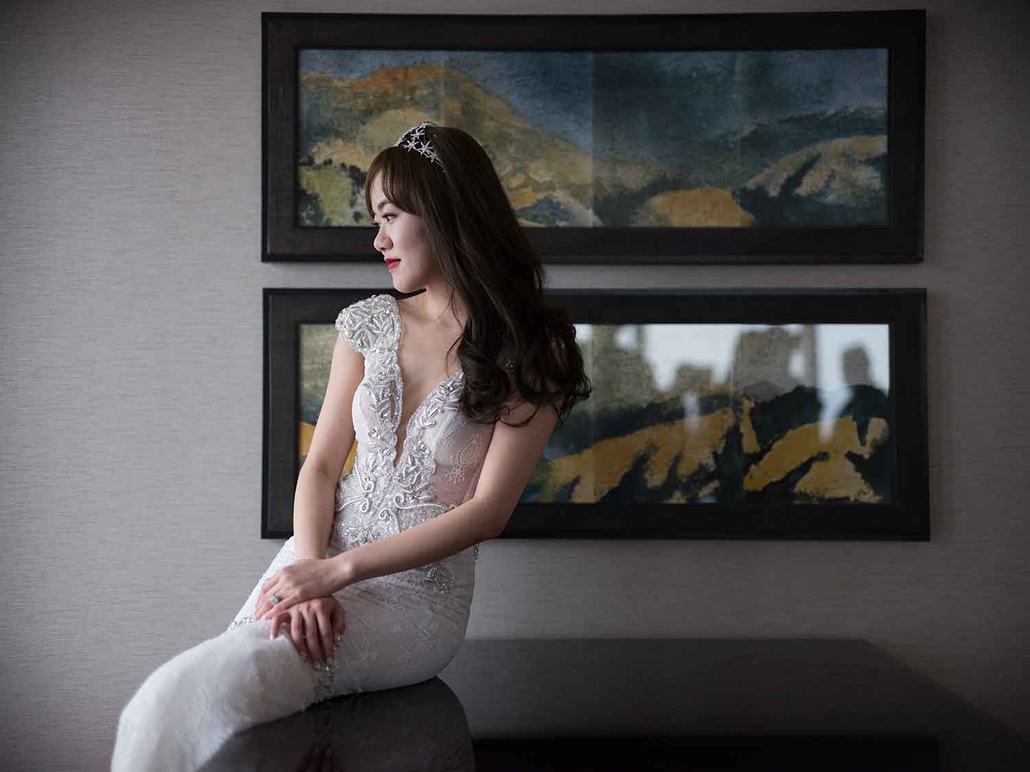 [素人新娘] 深V抹胸优雅高贵新娘的婚礼现场实拍写真 H202